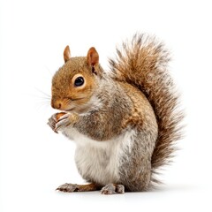 Obraz premium Squirrel eating a nut isolated on white background