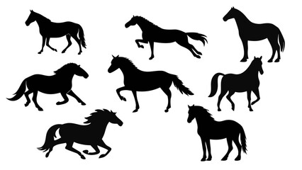 Majestic Horse Silhouette Illustrations Elegant Black Horse Designs