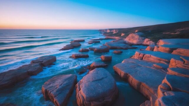 Bird's-eye view of stones beside the coast.