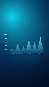 4k of blue increase triangle chart monthly progress infographic. viral infographic trending animation for portrait content video