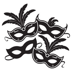 Carnival mask Vector Black silhouettes. with white background