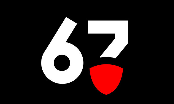 67 Shield Red Modern Simple Protect Logo