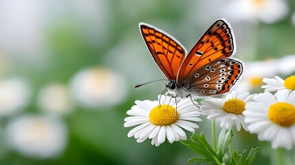 Butterfly on daisy flower nature macro photography garden close-up