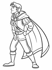 Obraz premium Coloring Pages, A handsome and dashing prince, colorless, black and white
