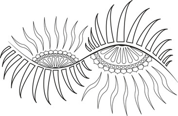 Abstract Decorative Eye Design in Mandala Style – Black and White Vector Illustration