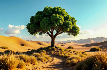 Fototapeta premium June 17th is the World Day against Desertification and Drought. Drawing attention to the Earth's climate change. the problem of global warming. A green plant grows from dry land