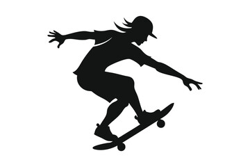 Skate Silhouette on White Background