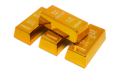 shiny gold bullion isolated on white background. jewelry. currency. future savings. exchange tool. investment. financial concept