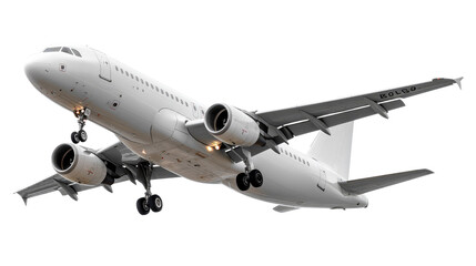 Obraz premium Soaring Above: A sleek, modern passenger airplane takes flight against a clear, bright sky, its polished exterior reflecting the promise of travel and adventure.