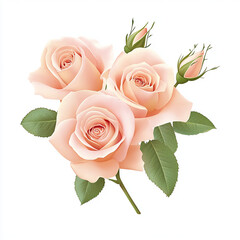 Naklejka premium beautiful bouquet of soft pink roses with green leaves and buds, perfect for expressing love and appreciation. This floral arrangement adds touch of elegance to any occasion