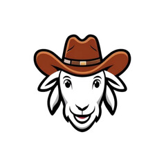 Cartoon Goat sheep cowboy hat mascot