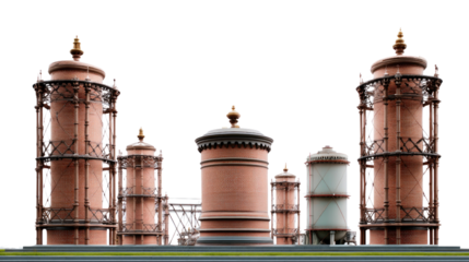 Ancient Industrial Tanks: A captivating view of a series of industrial tanks, offering a glimpse into the grandeur of antiquated manufacturing.