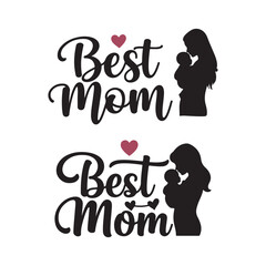 Best Mom Typography Set Vector