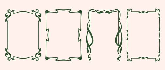 Art Nouveau style abstract curve vector frames set. Decorative vintage ornate whimsical frames © ArtFM