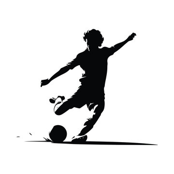 recommend clip art:  silhouette of a soccer player in mid-action, kicking a soccer ball.