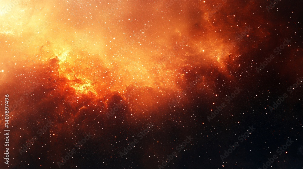 Aufkleber fiery nebula shining in the deep space with countless stars