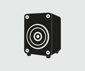 High Quality Sound Box Icon, Minimalist Speaker Vector Illustration On Gray Background