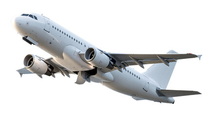 Obraz premium Soaring Above the Clouds: A pristine, modern airplane ascends gracefully, symbolizing travel, exploration, and the pursuit of new horizons.