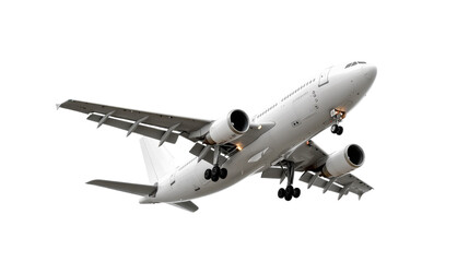 Fototapeta premium Airliner Ascending: A commercial airliner gracefully ascends into the sky, with its engines roaring and its landing gear retracted, symbolizing travel, freedom, and a journey to new horizons. 