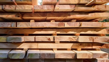stack of oak wooden beams and boards