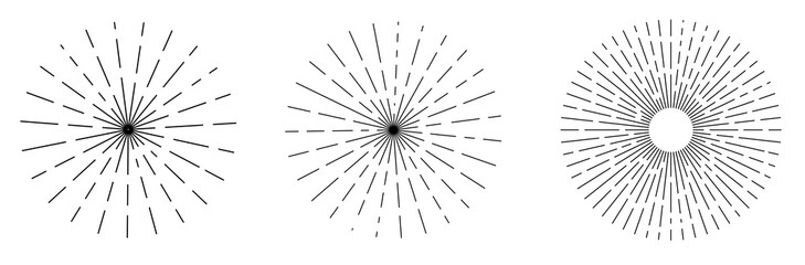 Obraz premium Set of sun rays or sunshine linear drawing