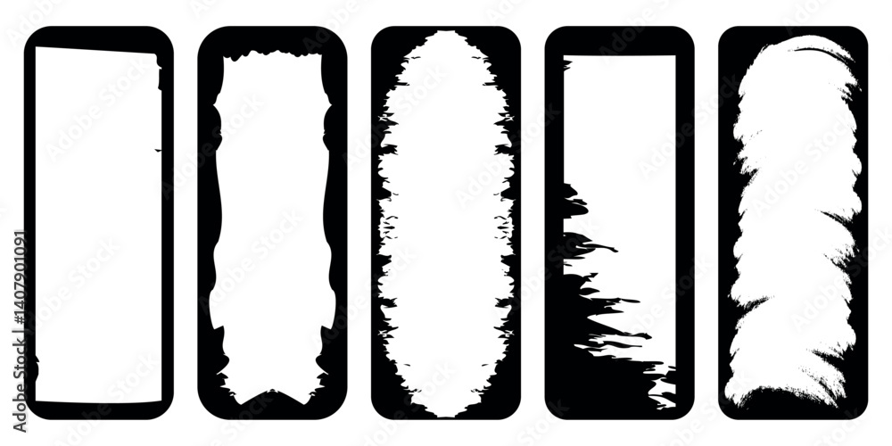 Poster grunge square and rectangle frames. ink empty black boxes set. rectangle borders collections. rubber