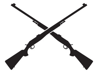 The black silhouettes of two classic winchester repeating rifles vector illustration
