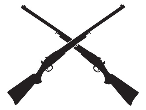 The black silhouettes of two classic winchester repeating rifles vector illustration