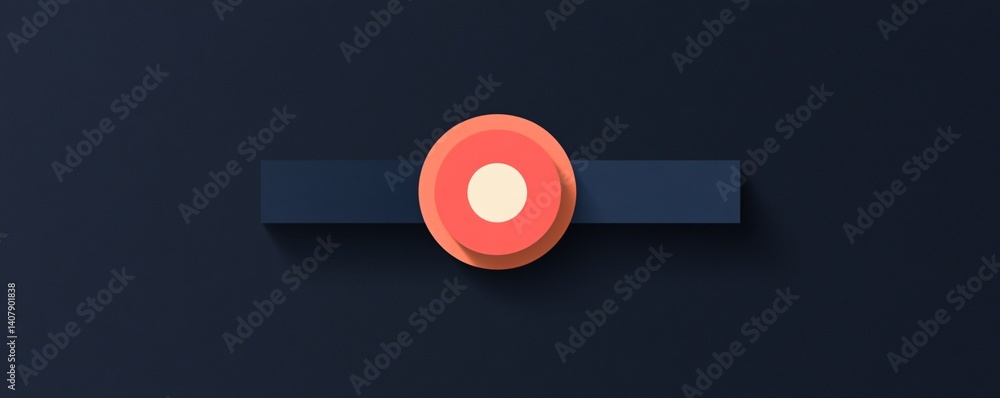 Poster red button on dark blue background is glowing softly