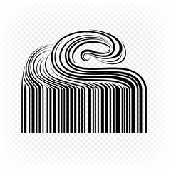 Barcode design. Creative vector illustration of a strand of curly hair on a barcode.