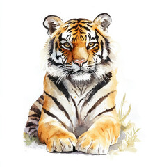 Obraz premium Majestic tiger resting in a serene natural environment captured during the daytime