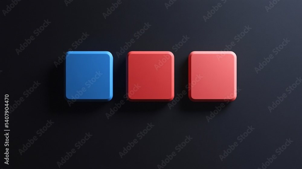 Poster Three blank rounded square buttons on dark background