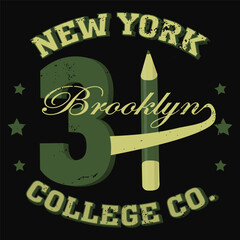 pencil bklyn Fashion Typography Graphics. New York Sport Brooklyn team T-shirt Design, vector illustration