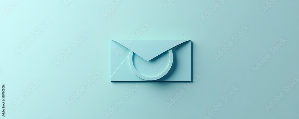 Poster minimalist light blue email envelope icon on light blue background symbolizing unread messages