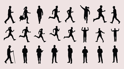 People Jumping Silhouette Set