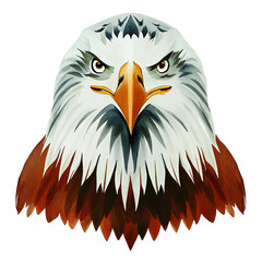 Watercolor illustration of an american bald eagle head on transparent background.