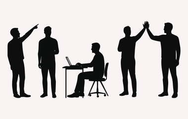 Business Meeting Silhouette Vector.