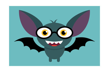 Obraz premium Sparkle Bat Face with Magical Starburst Cute Halloween Vector Clipart