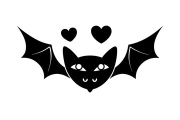 Obraz premium Sparkle Bat Face with Magical Starburst Cute Halloween Vector Clipart