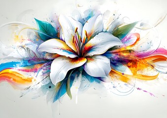 Colorful Lily, Abstract Art, Soft Background