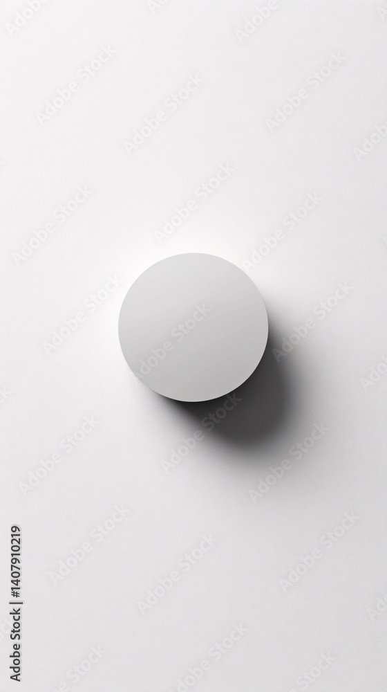 Aufkleber white circle casting shadow on white background: minimalist abstract composition