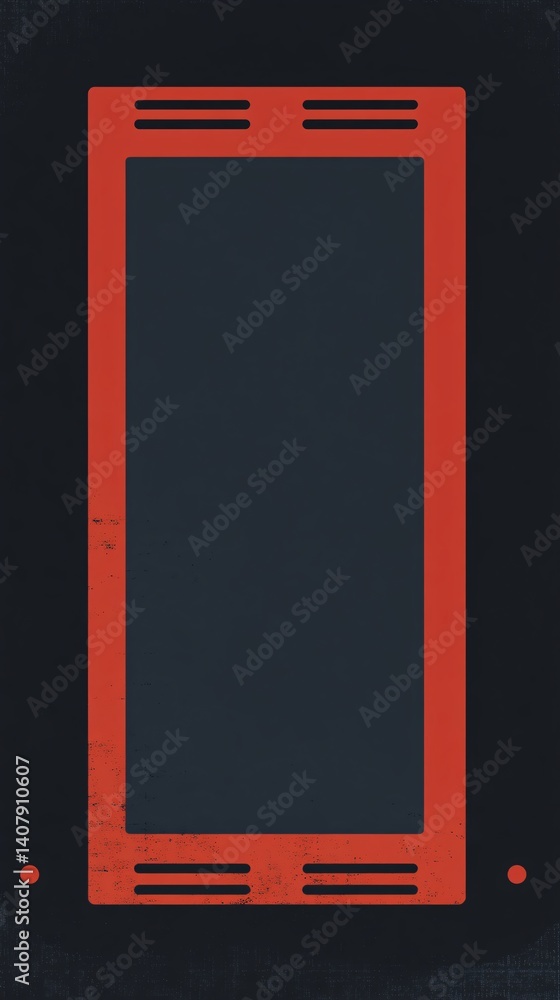 Aufkleber red rectangle framing dark background creating modern abstract art