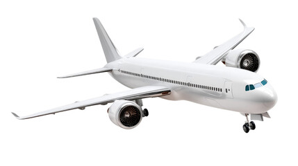 Obraz premium Modern Aircraft in Flight: A sleek, modern airplane soars gracefully through the sky, its wings extended in flight, showcasing its advanced design and aerodynamic form.