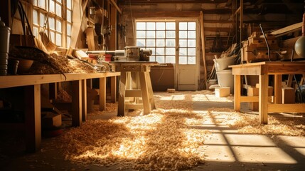 Fototapeta premium workshop wood shavings