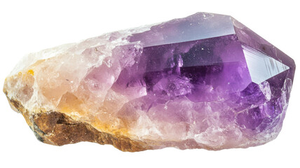 Fototapeta premium Raw amethyst crystal showing different purple tones on transparent background