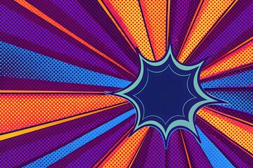 Fototapeta premium Vibrant Comic Book Style Background with Burst Speech Bubble Perfect for Pop Art Designs and Retro Themes