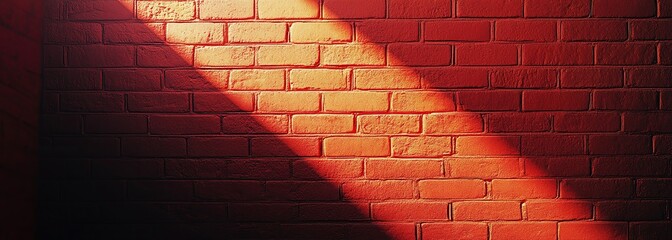 Red brick wall texture panoramic background. Red brick wall banner with copy space for text.