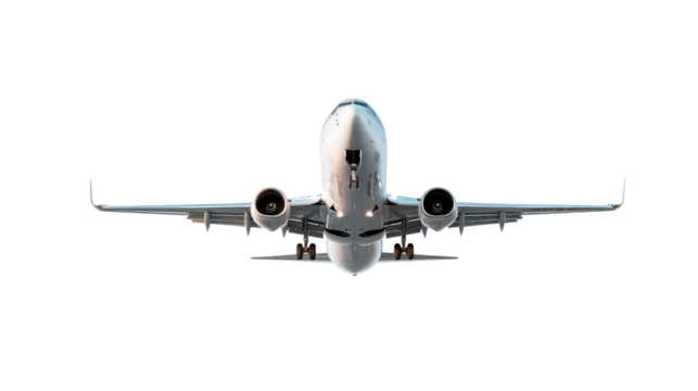 Soaring High: An airplane ascends into the sky, capturing the sleek design and powerful engines. This image represents travel, flight, and the excitement of journeys.