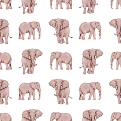 Watercolor pattern with elephants. Seamless background for textiles with animals in watercolor style