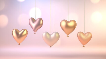 Floating Helium Balloons on a Soft Blurred Background